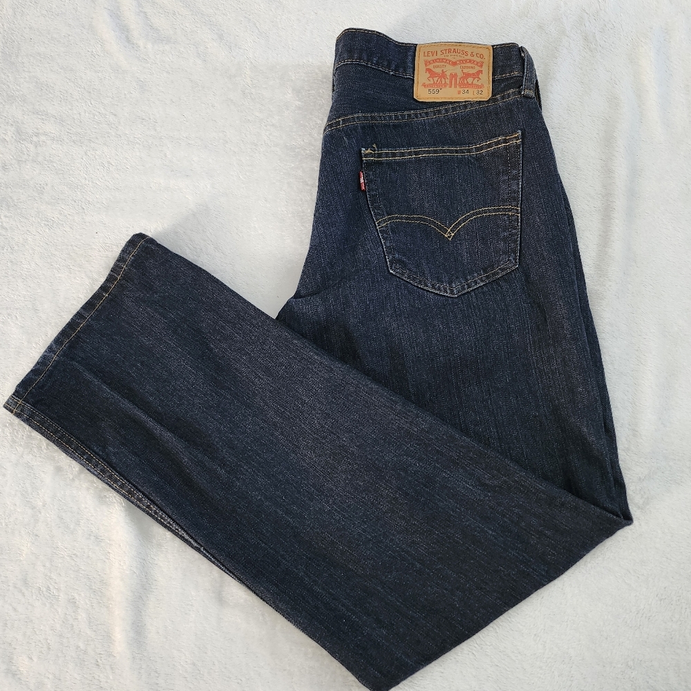 LEVI'S 559 Men's Denim Blue Jeans Relaxed Fit Straight Jeans Classic Style 34x32